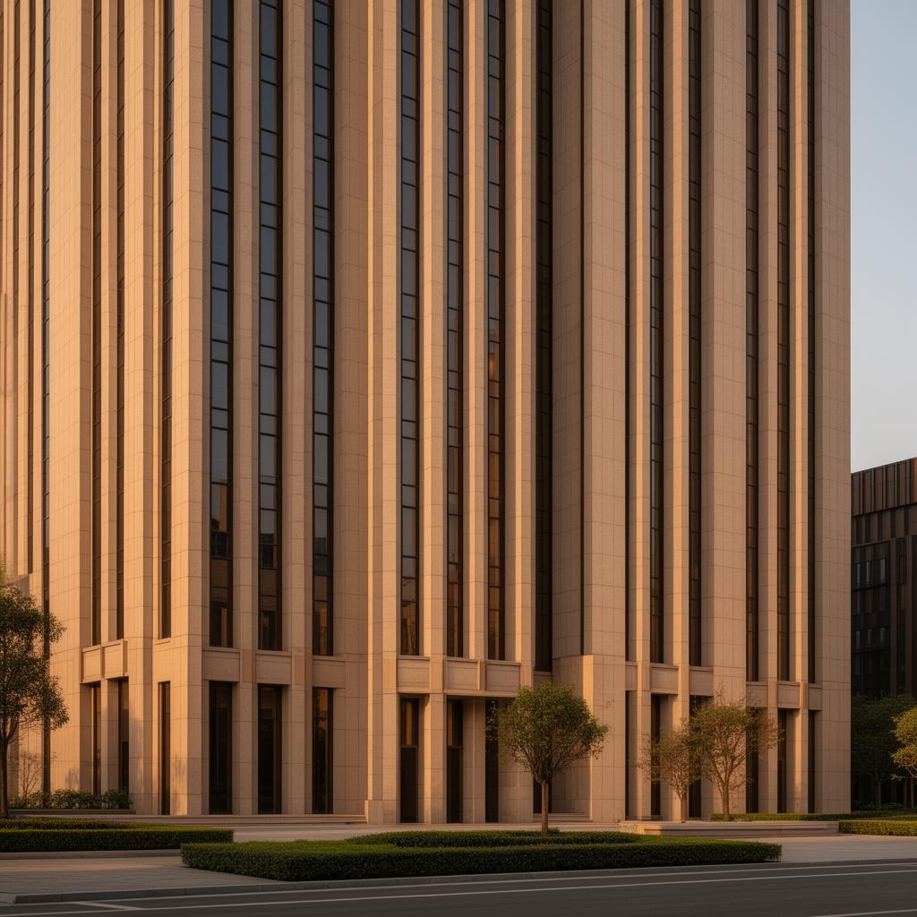 Fachada de edifício corporativo elegante em luz dourada — Ferreira Silvestrin Advocacia Empresarial